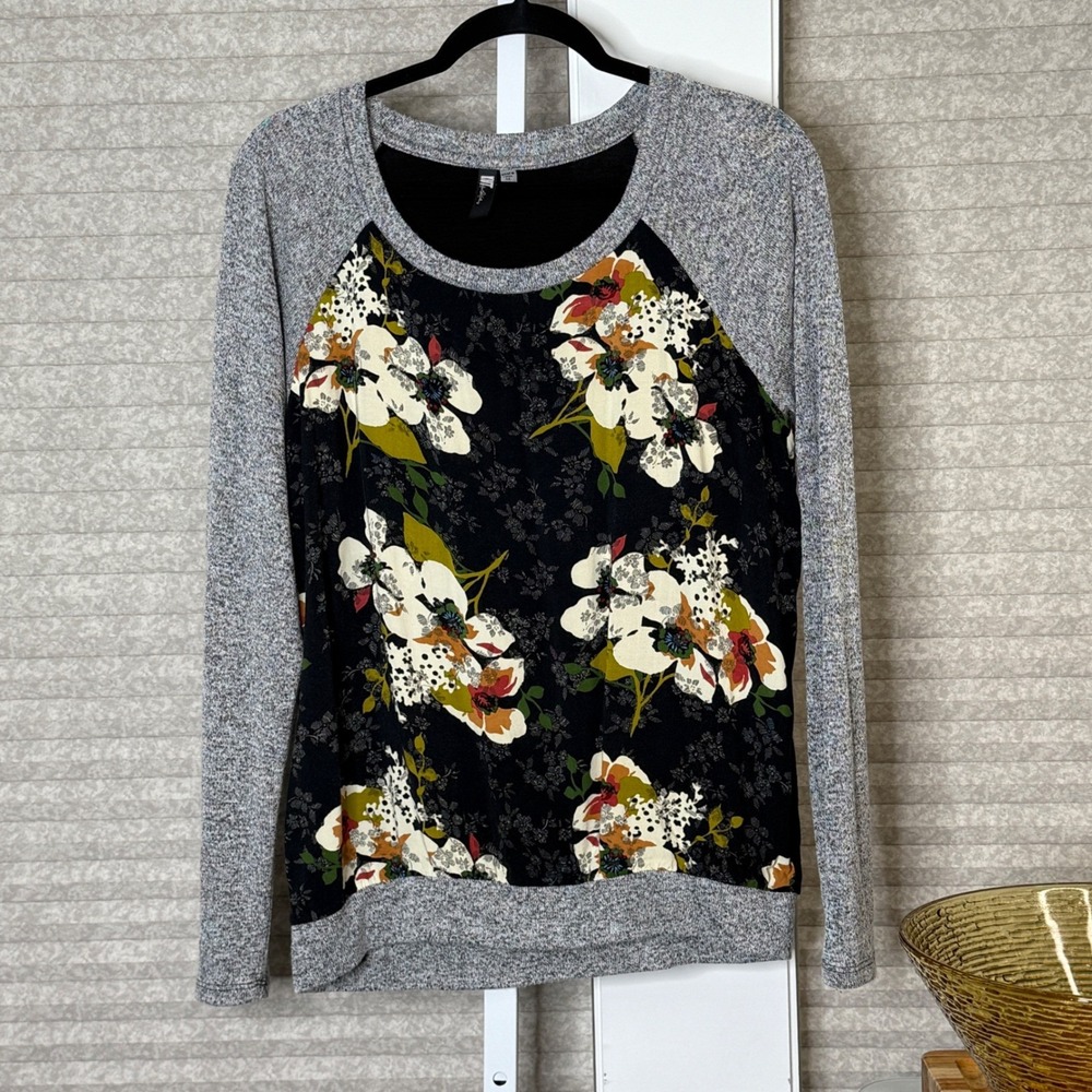 KUT From The Kloth Floral Print Raglan Long Sleeve Top Womens Sz M Romantic Boho